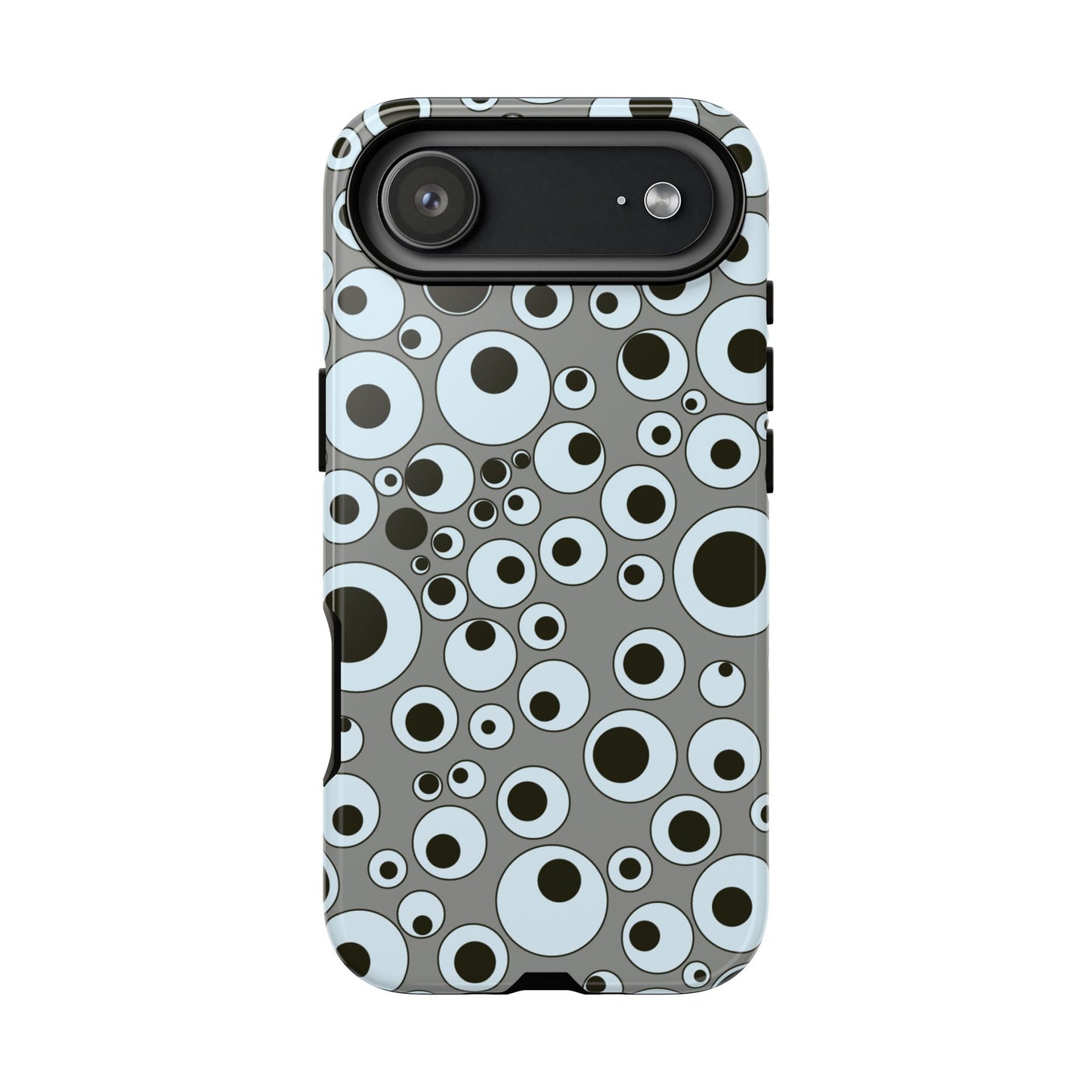 Bubble Pattern Tough Phone Case – Grey Retro Polka-Dot Design