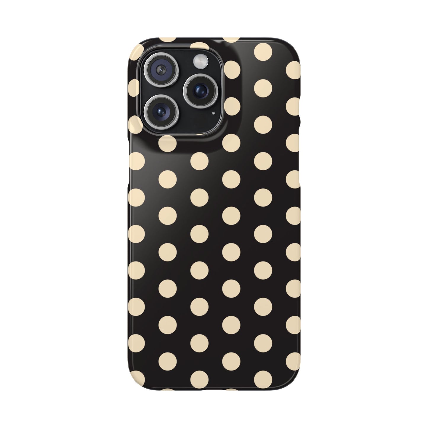 Polka Dot Snap Phone Case — Classic Black & Cream Retro Dots
