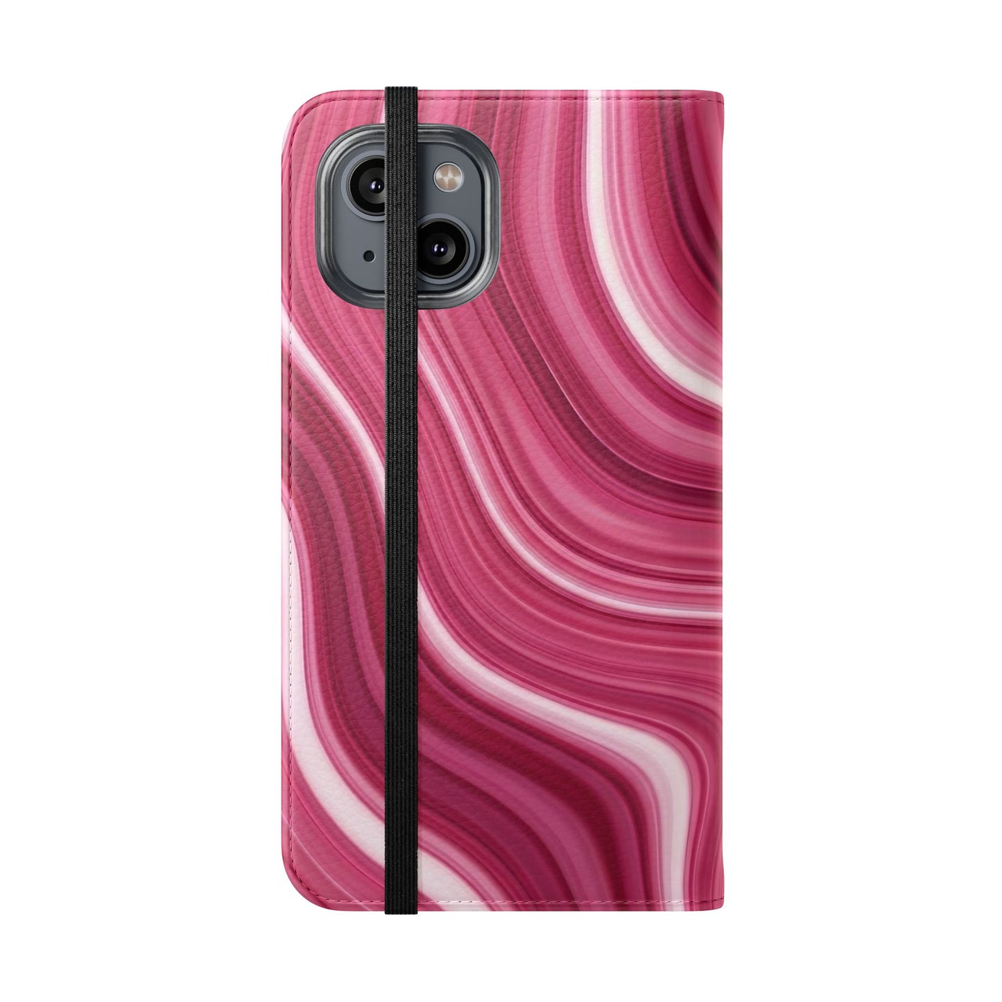 Pink Marble Swirl Flip Case — Wallet Phone Cover with Card Slots