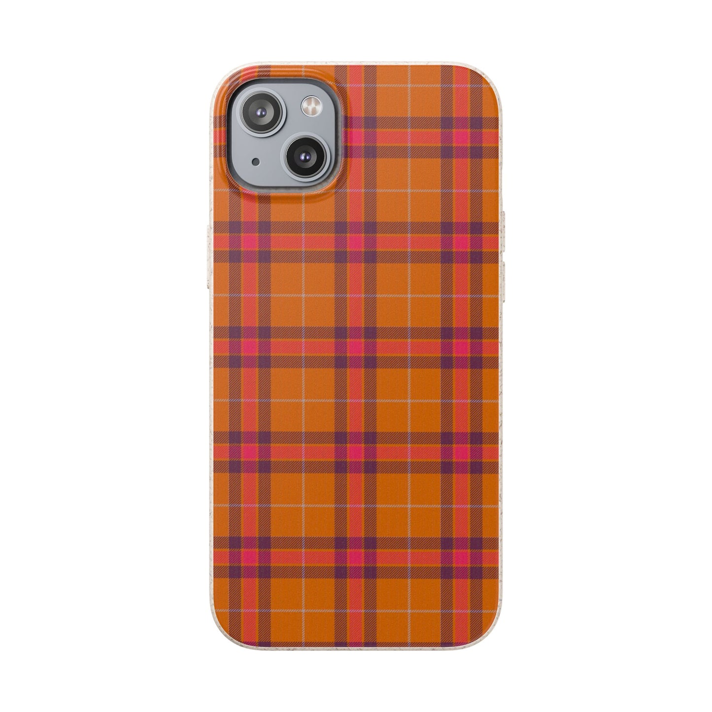 Biodegradable Autumn Orange Plaid Eco-Friendly Phone Cover for Apple iPhone and Samsung Galaxy.