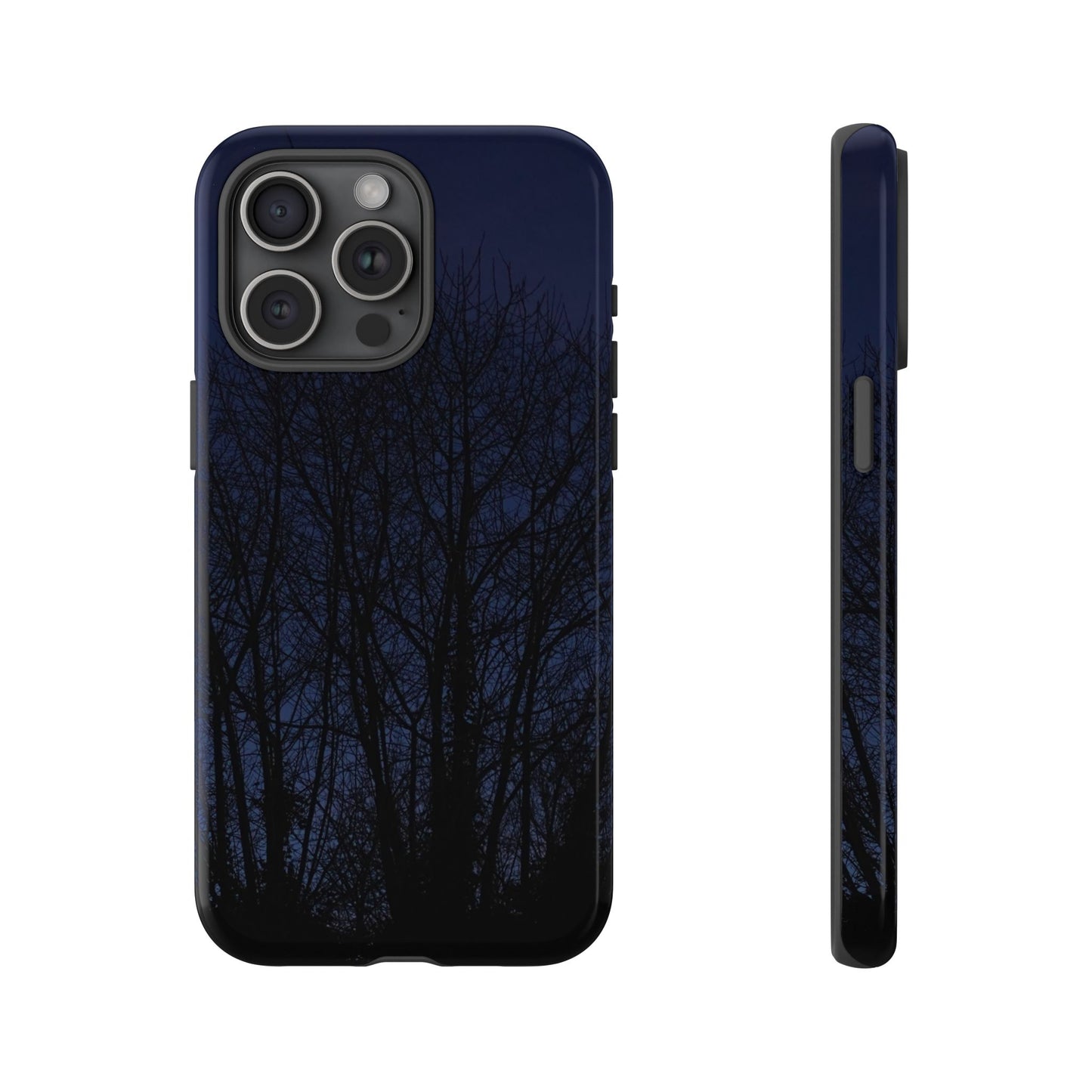 Night Forest Phone Case — Dark Tree Silhouette Protective Tough Case