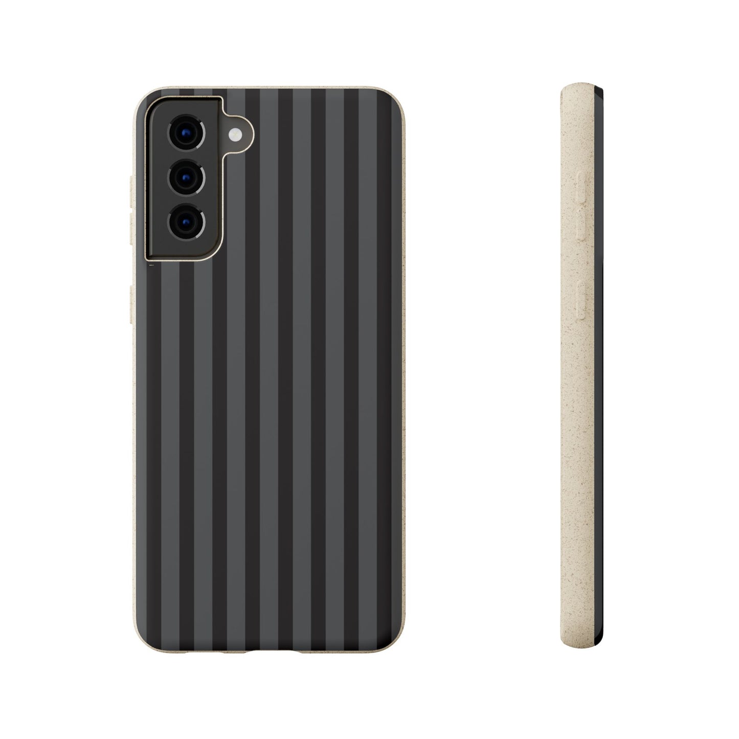 Biodegradable Black Vertical Stripe Phone Cover for Apple iPhone and Samsung Galaxy.