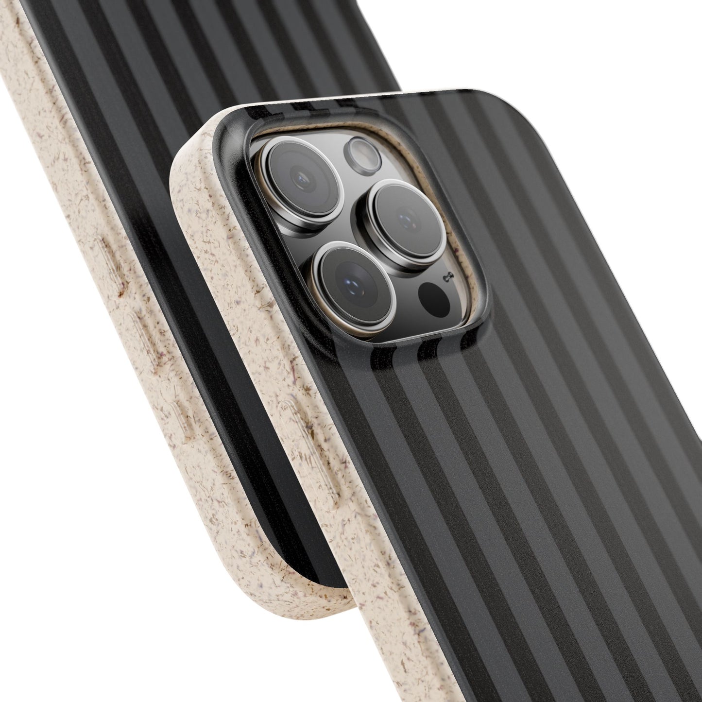 Biodegradable Black Vertical Stripe Phone Cover for Apple iPhone and Samsung Galaxy.