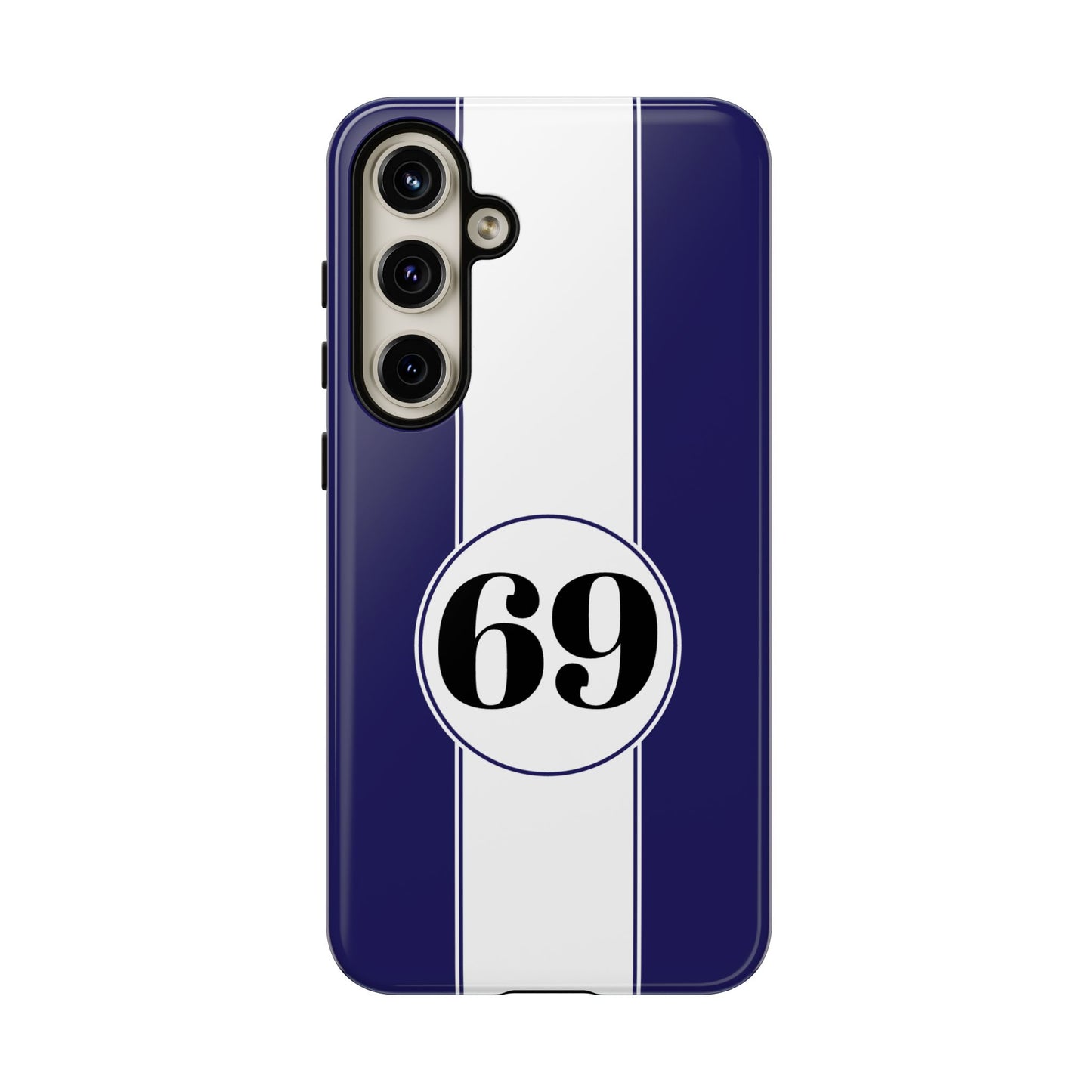 Custom Number Racing Stripe Tough Phone Case for Apple iPhone, Samsung Galaxy and Google Pixel.