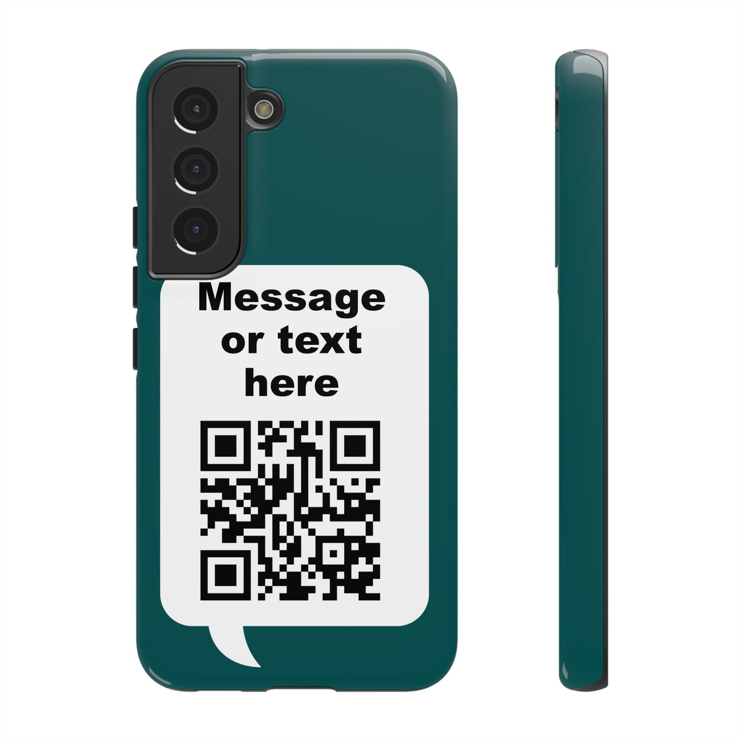 Custom QR Code Tough Phone Case — "Custom text" Contact Case