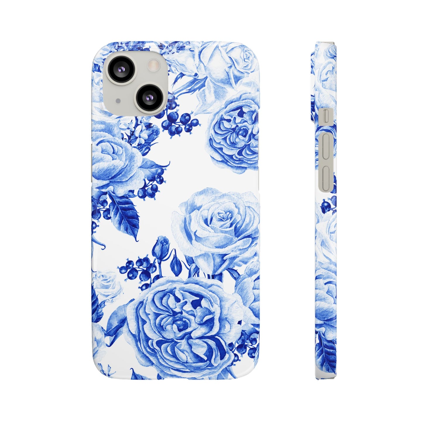 Blue Porcelain Floral Snap Phone Case — Vintage Rose Pattern