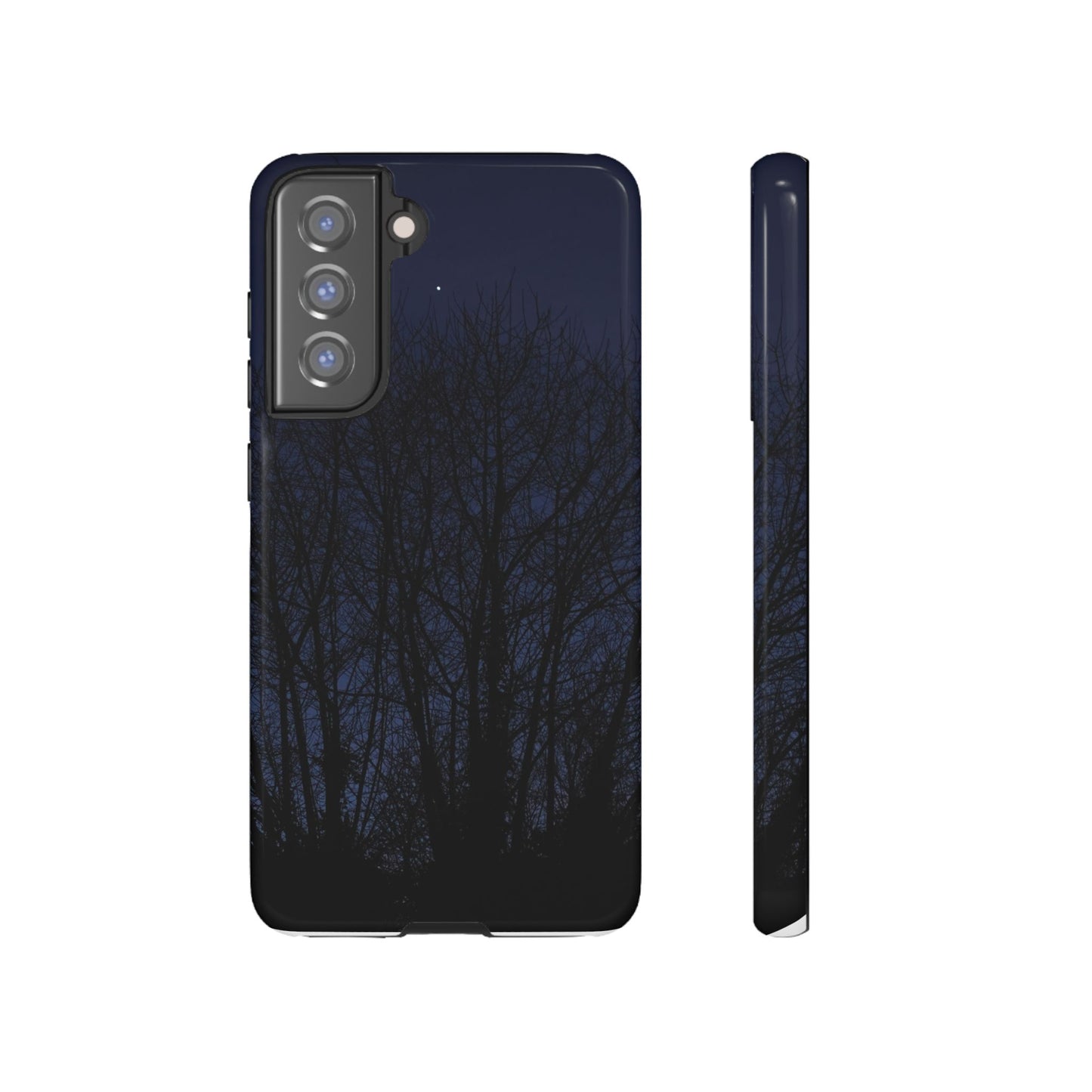 Night Forest Phone Case — Dark Tree Silhouette Protective Tough Case