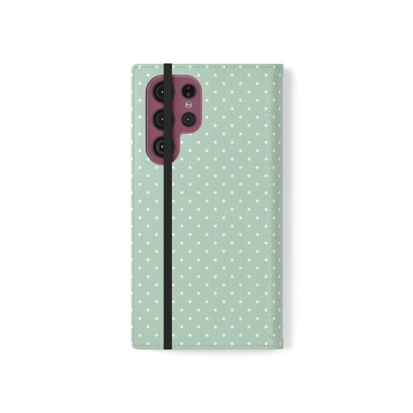 Polka Dot Flip Phone Case — Pastel Green-White Polka Dot Wallet Cover