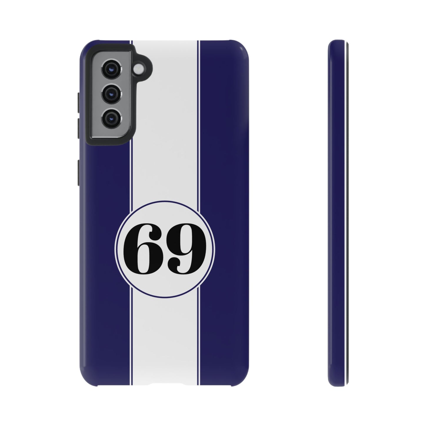 Custom Number Racing Stripe Tough Phone Case for Apple iPhone, Samsung Galaxy and Google Pixel.