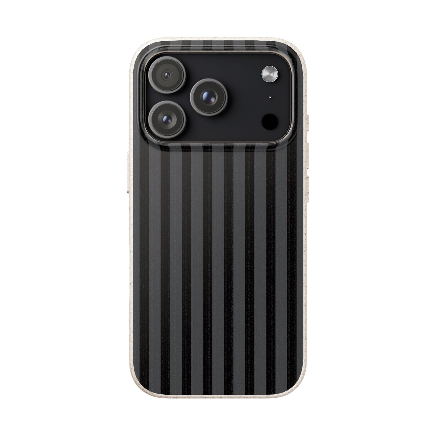 Biodegradable Black Vertical Stripe Phone Cover for Apple iPhone and Samsung Galaxy.
