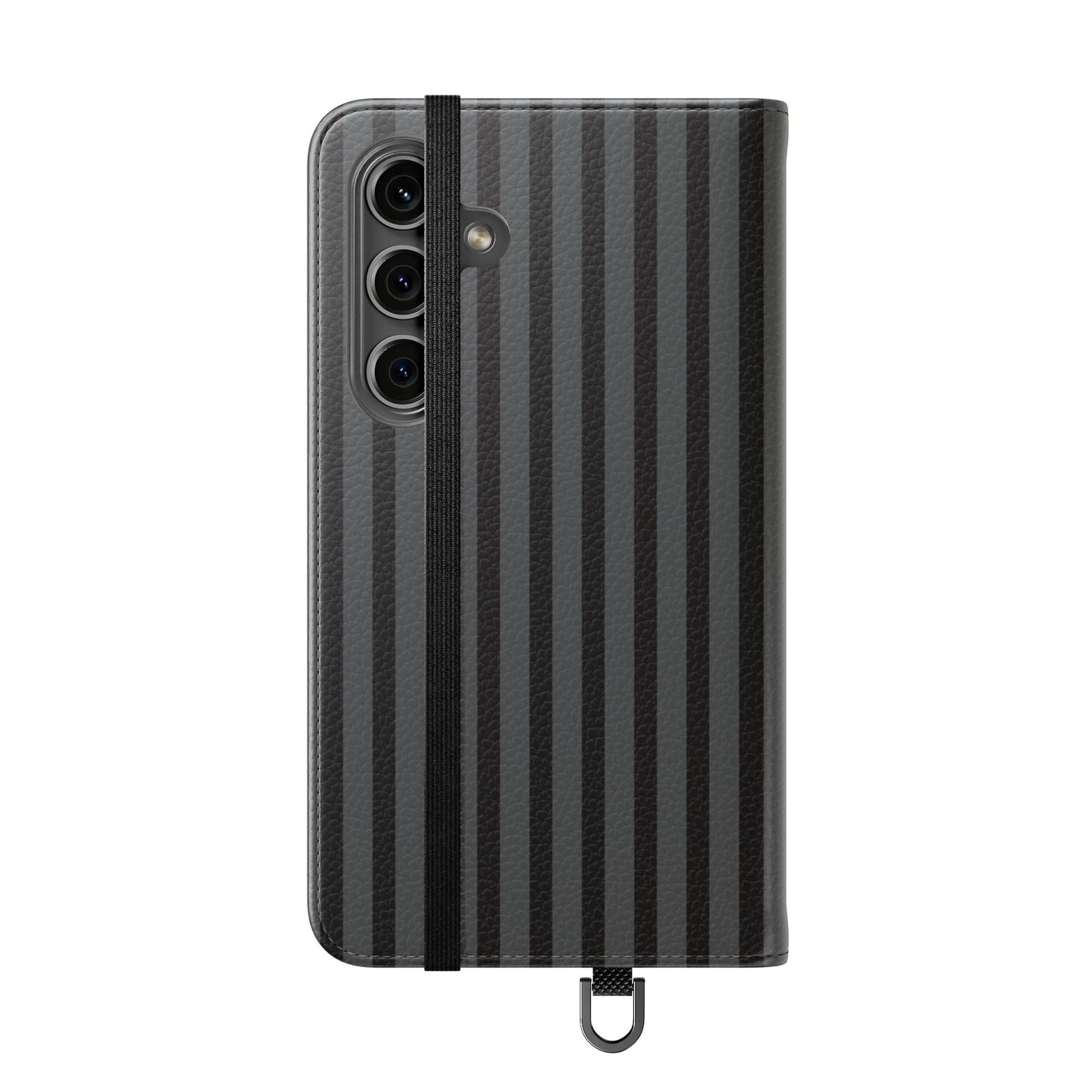 Striped Gray Flip Phone Case — Wallet Flip Case with Card Slots