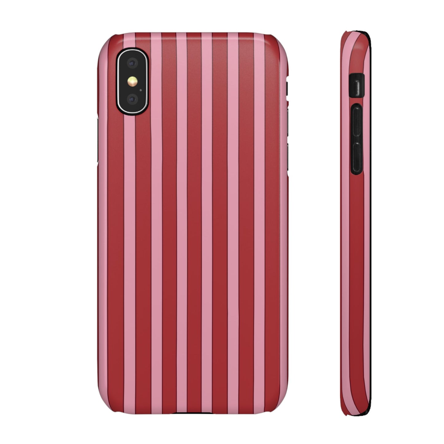 Striped Red Snap Phone Case — Slim Phone Cover for Apple iPhone and Samsung Galaxy.