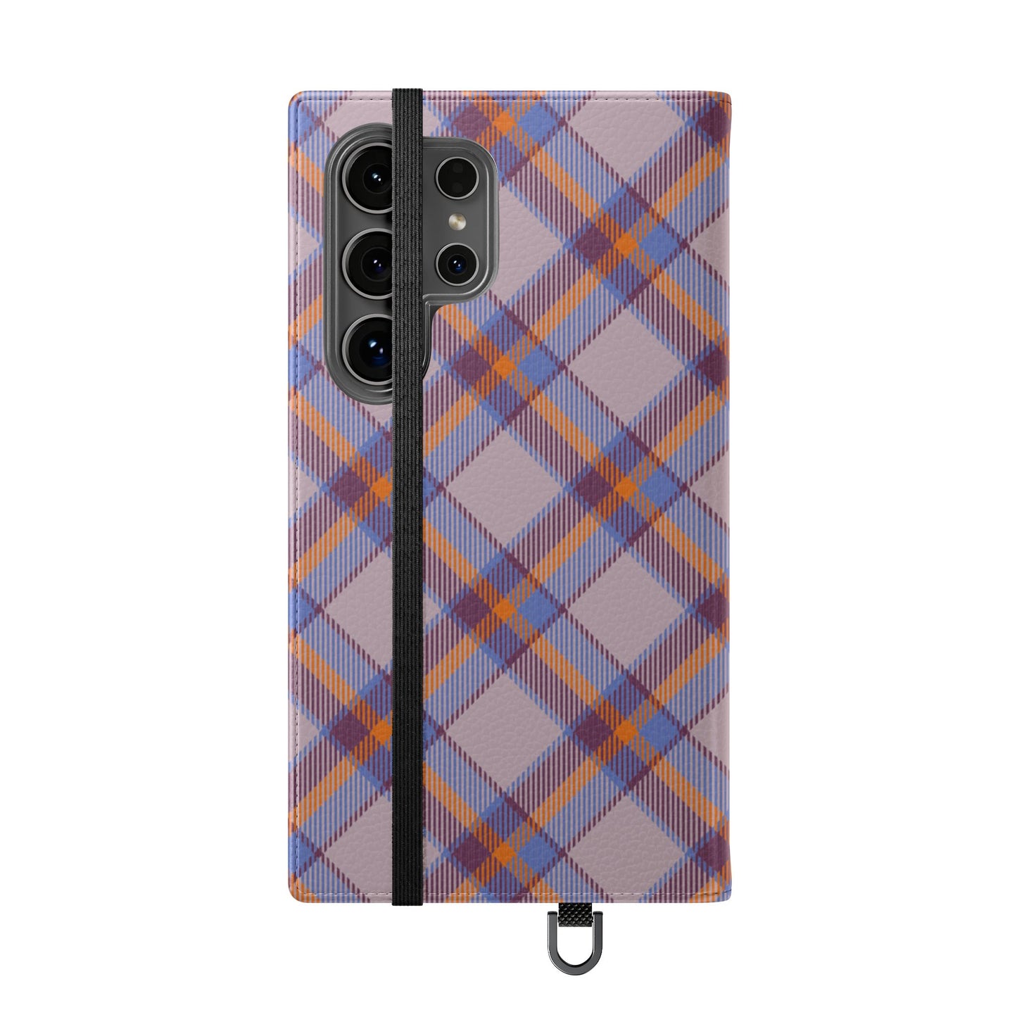 Tartan Flip Phone Case — purple & Orange Plaid Wallet Cover