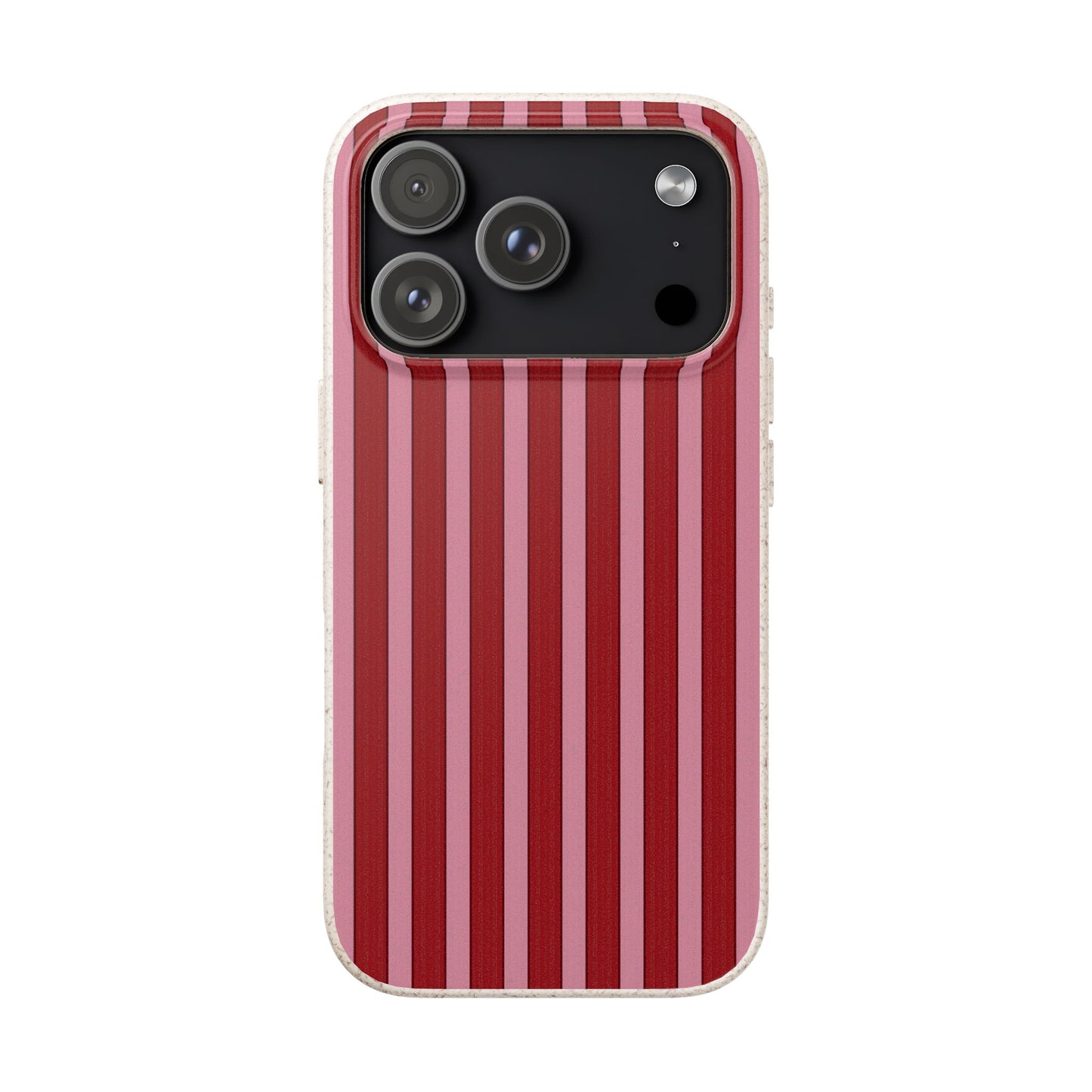 Biodegradable Phone Case — Red Vertical Stripe Eco Protective Cover for Apple iPhone and Samsung Galaxy.