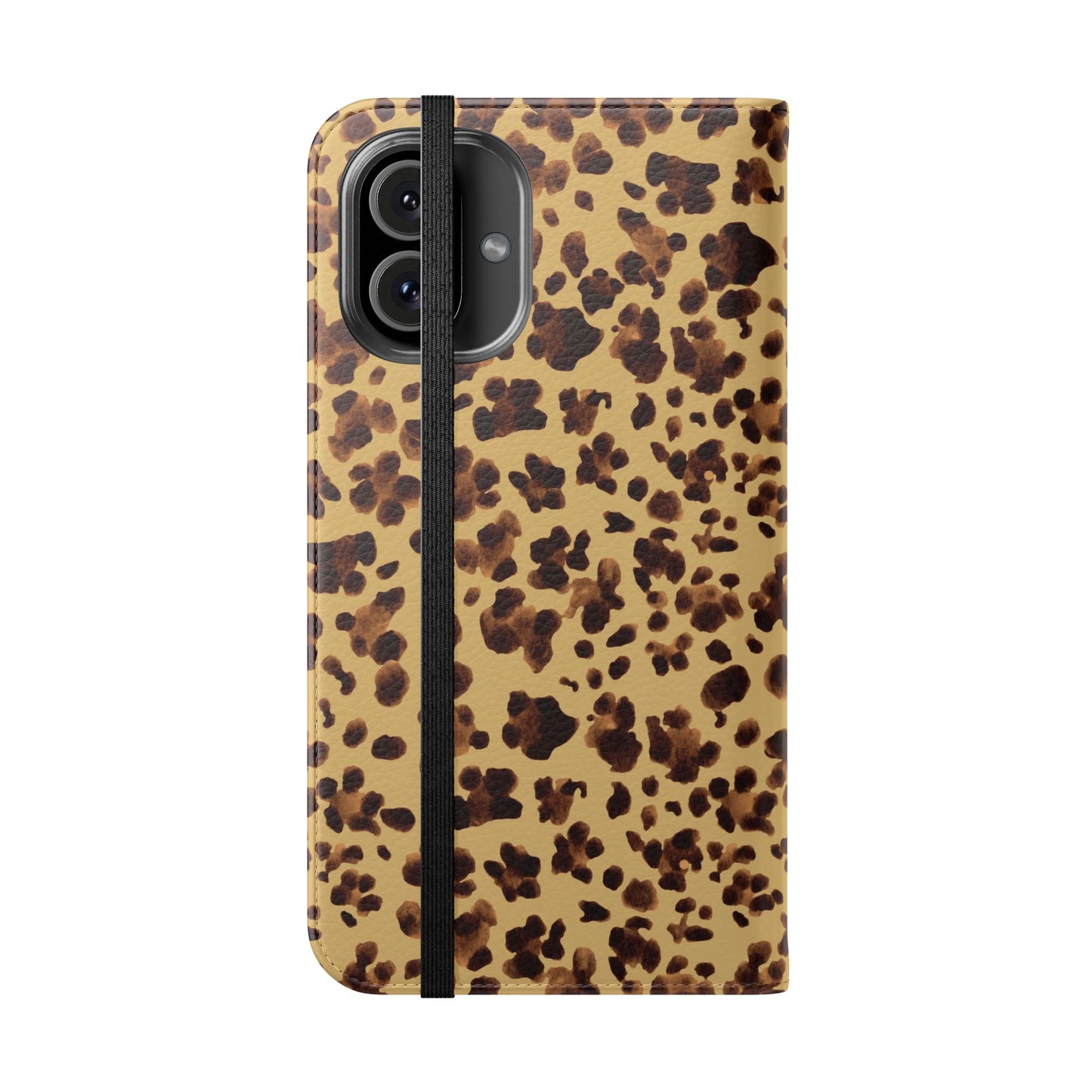 Leopard Print watercolour Flip Phone Case - Stylish Wallet Folio Cover with Card Slots
