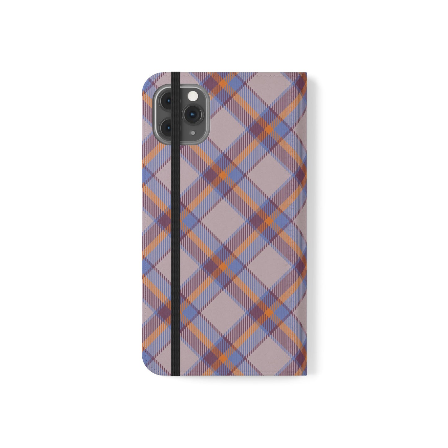 Tartan Flip Phone Case — purple & Orange Plaid Wallet Cover