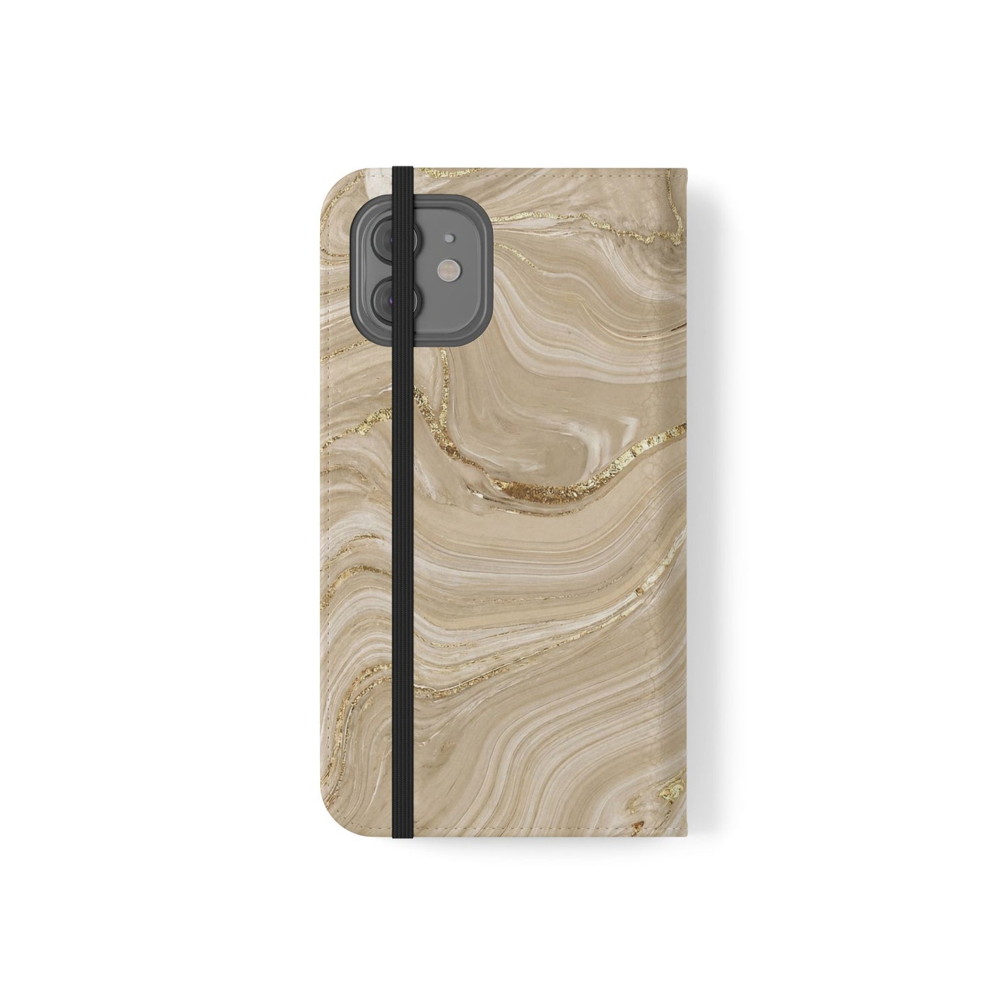 Marble Beige Flip Phone Case – Stylish Wallet Phone Cover with Card Slots