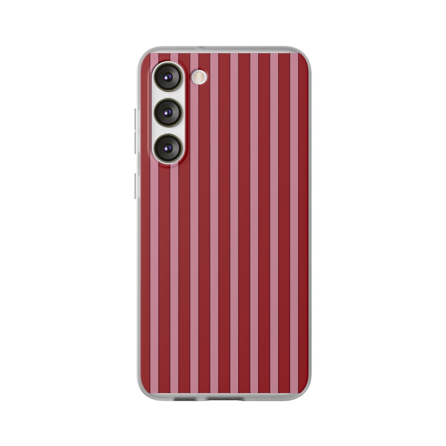 Red Vertical Stripe Protective Flexi Case for Apple iPhone, Samsung Galaxy.