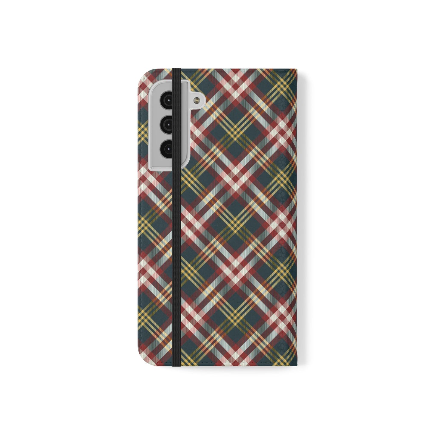 Tartan Flip Phone Case — Yellow & Red Plaid Wallet Cover