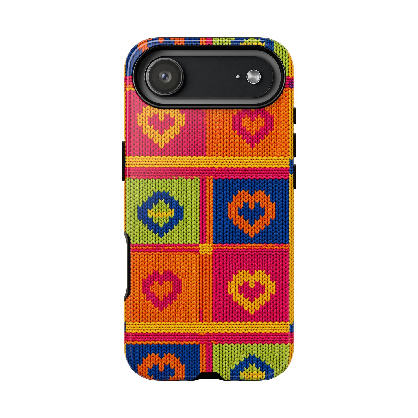 Retro Knit Pattern Heart Patch Tough Phone Case