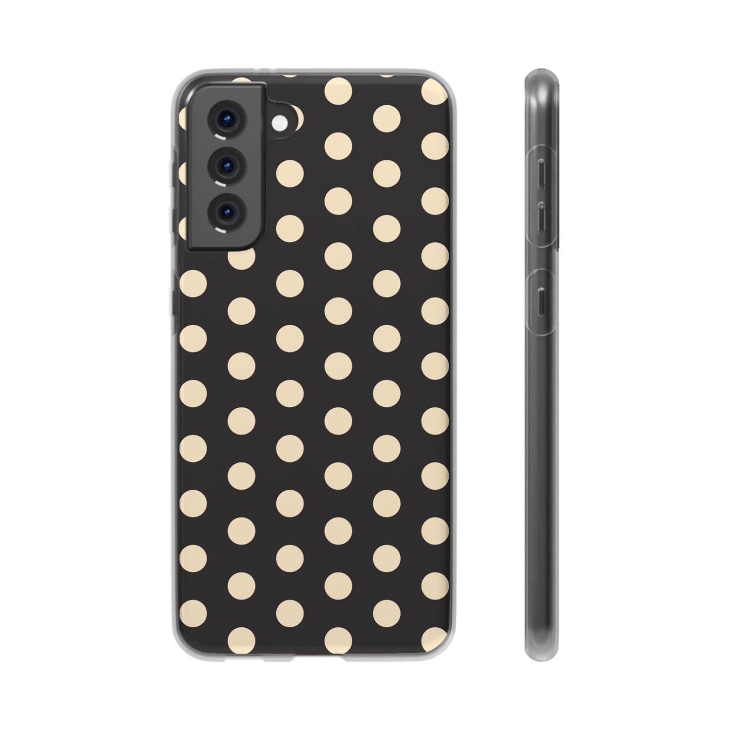 Black & Cream Retro Polka Dot Flexi Case for Apple iPhone, Samsung Galaxy.