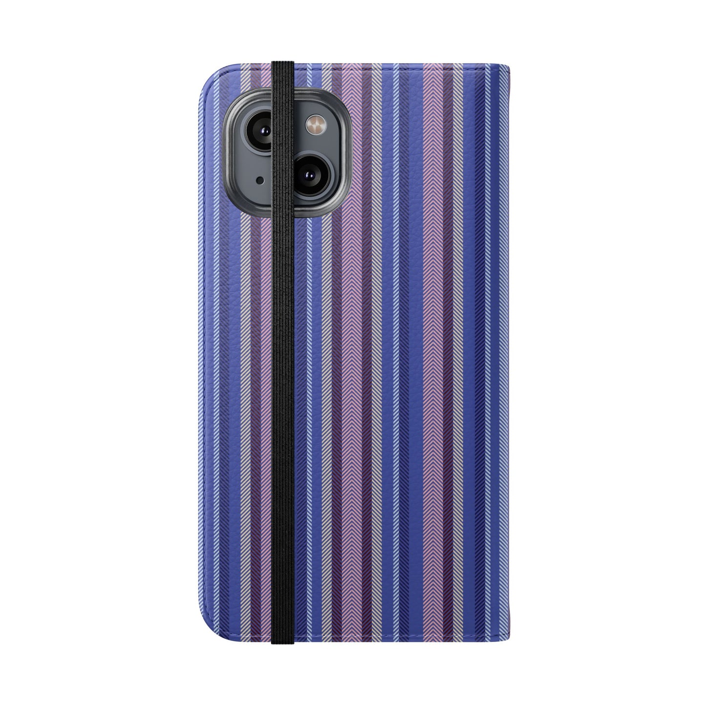 Striped Blue Flip Phone Case — Wallet Folio Phone Cover