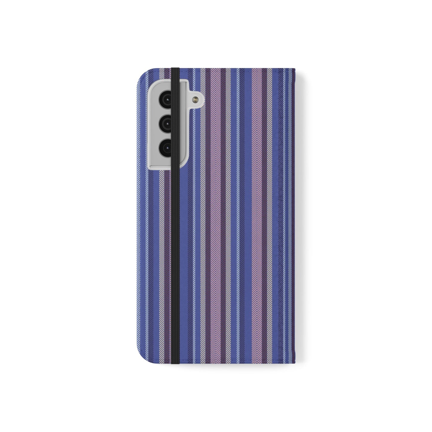 Striped Blue Flip Phone Case — Wallet Folio Phone Cover
