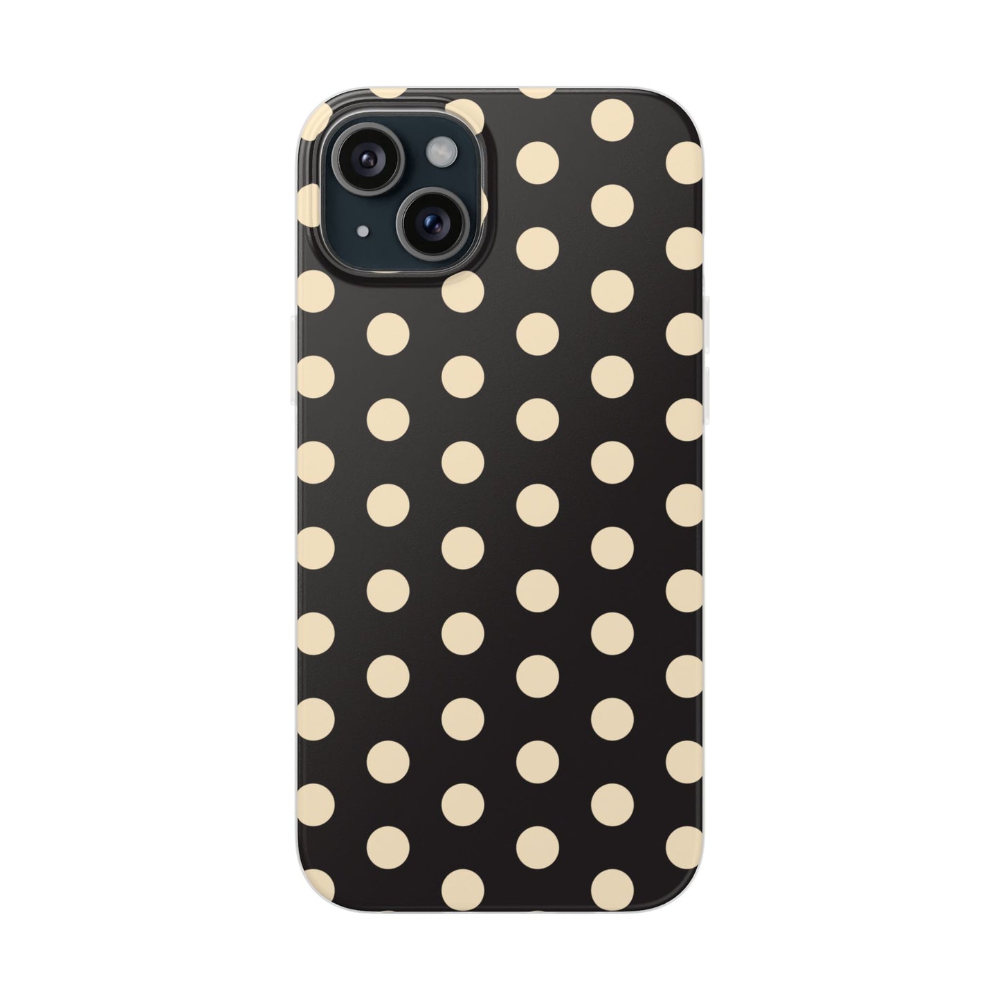 Black & Cream Retro Polka Dot Flexi Case for Apple iPhone, Samsung Galaxy.