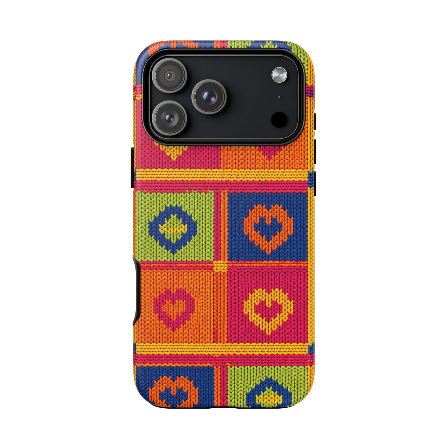 Retro Knit Pattern Heart Patch Tough Phone Case