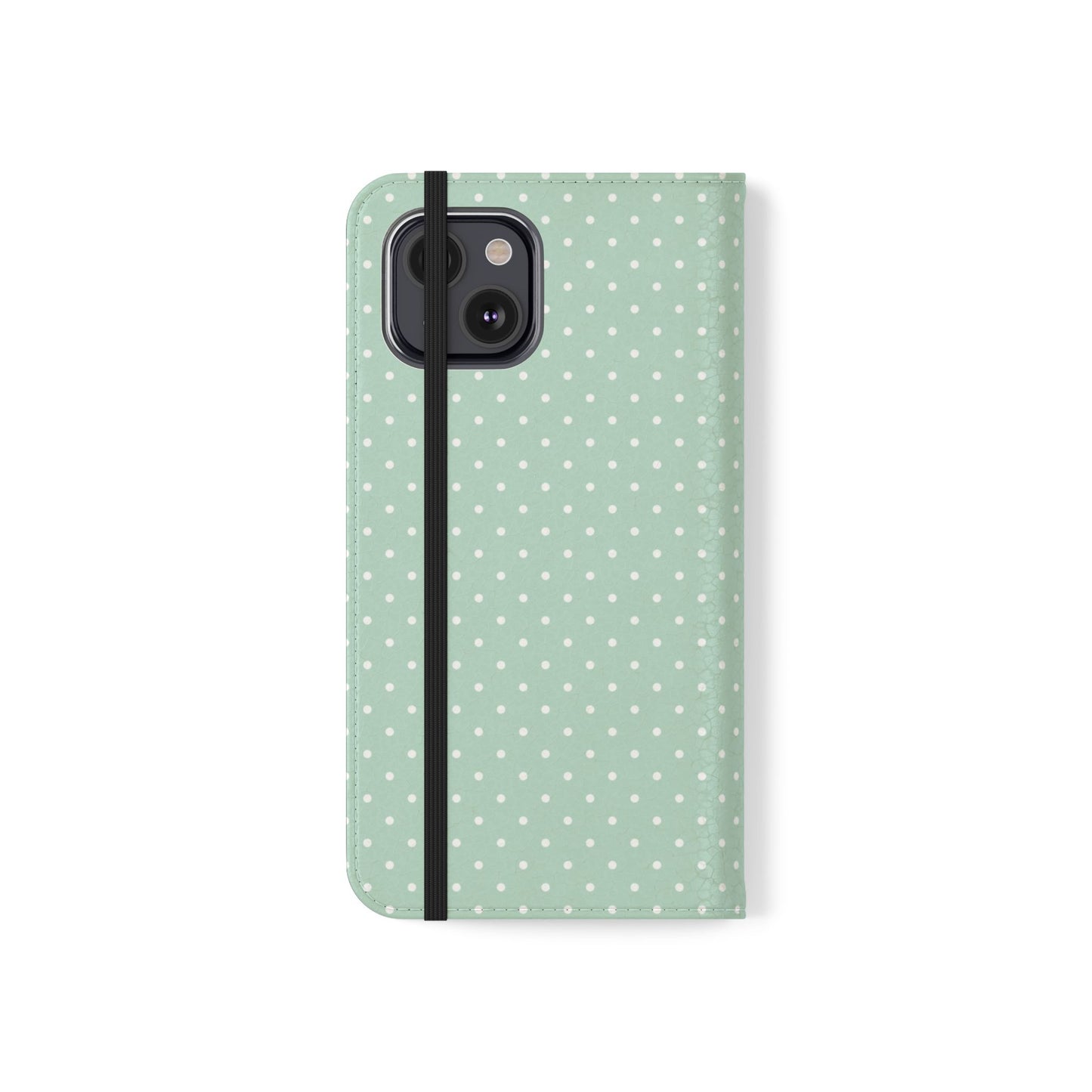 Polka Dot Flip Phone Case — Pastel Green-White Polka Dot Wallet Cover