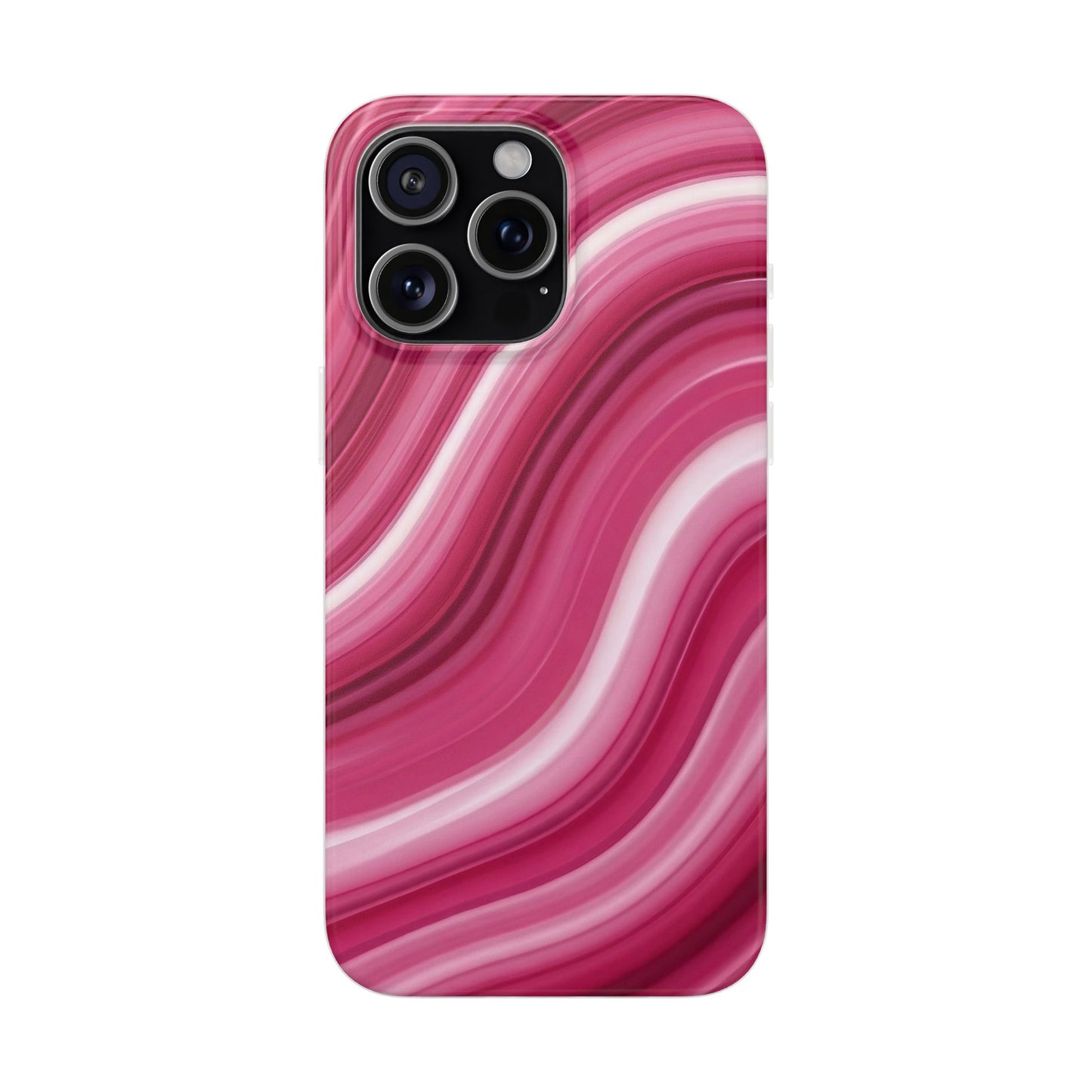 Pink Marble Wave Phone Case — Abstract Swirl Flexi Case for Apple iPhone, Samsung Galaxy.