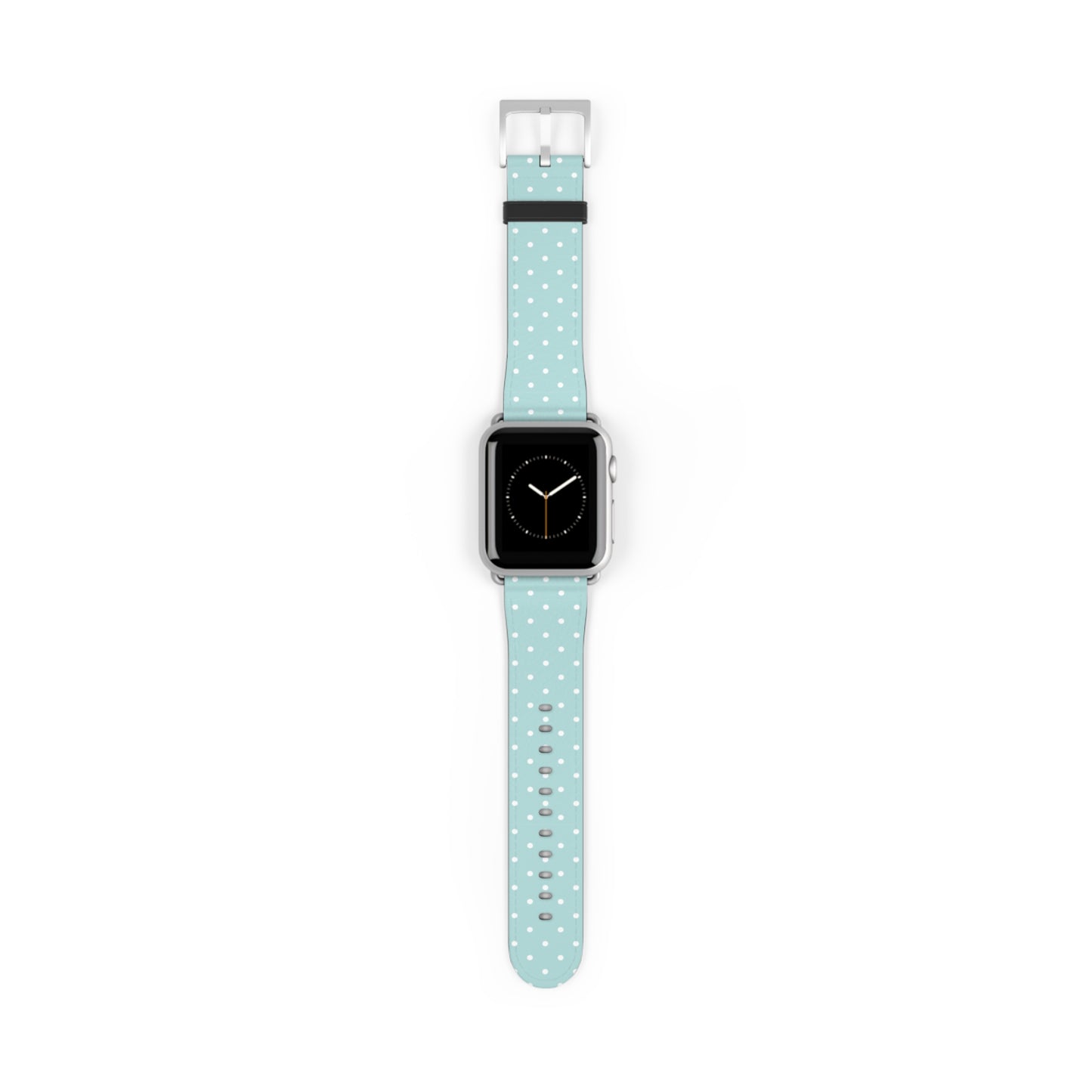 apple watch band in mint green with white polka dots, cute pastel everyday watch strap for women