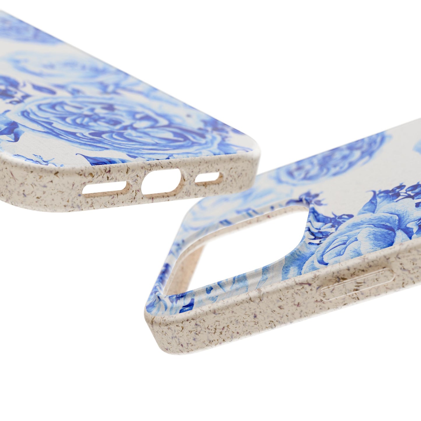 Blue Floral Biodegradable Eco-Friendly Phone Cover for Apple iPhone and Samsung Galaxy.