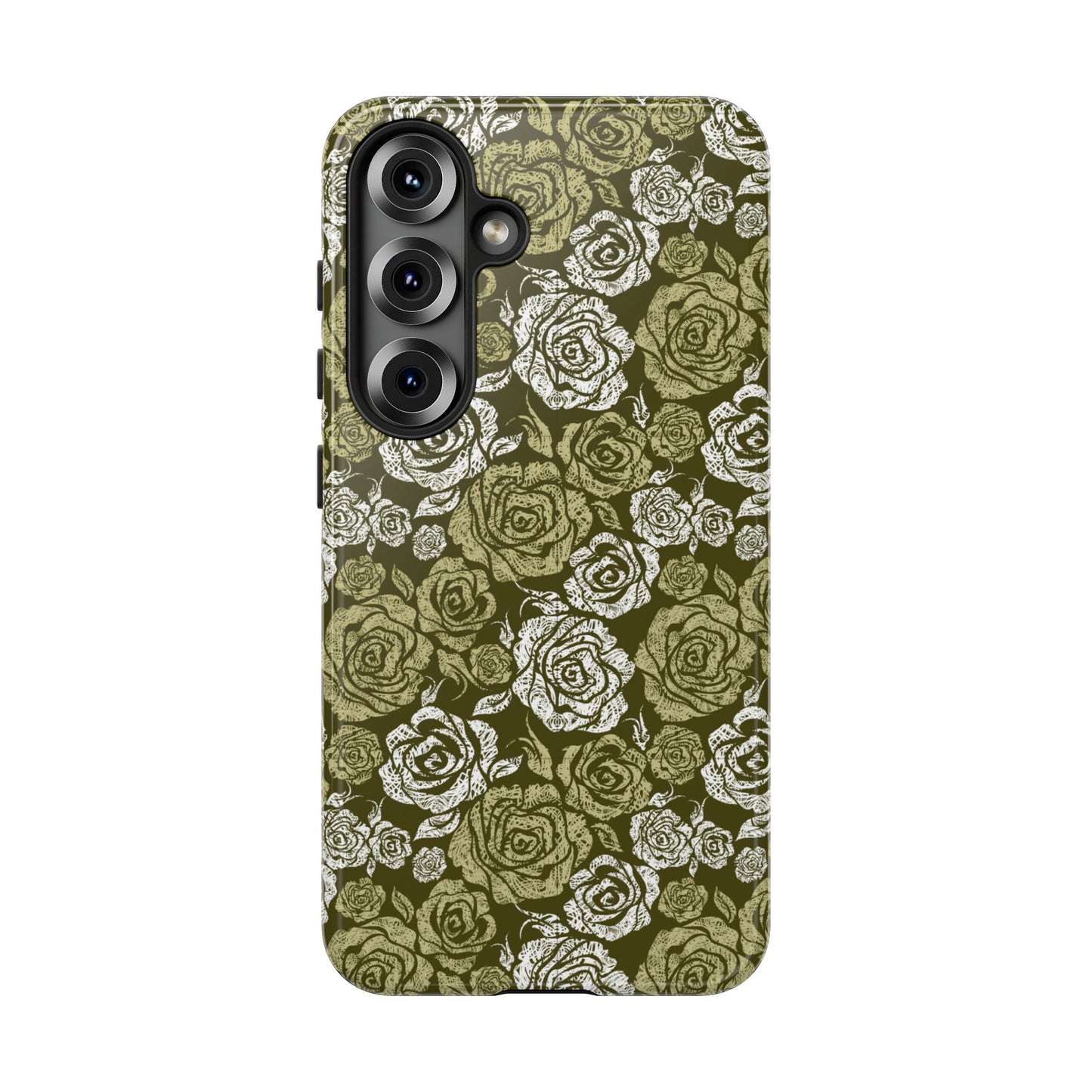 Floral Olive Rose Pattern Tough Phone Case