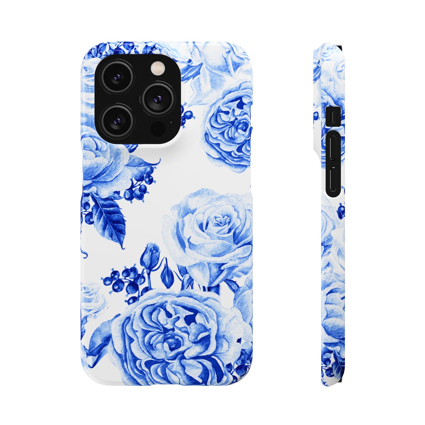 Blue Porcelain Floral Snap Phone Case — Vintage Rose Pattern