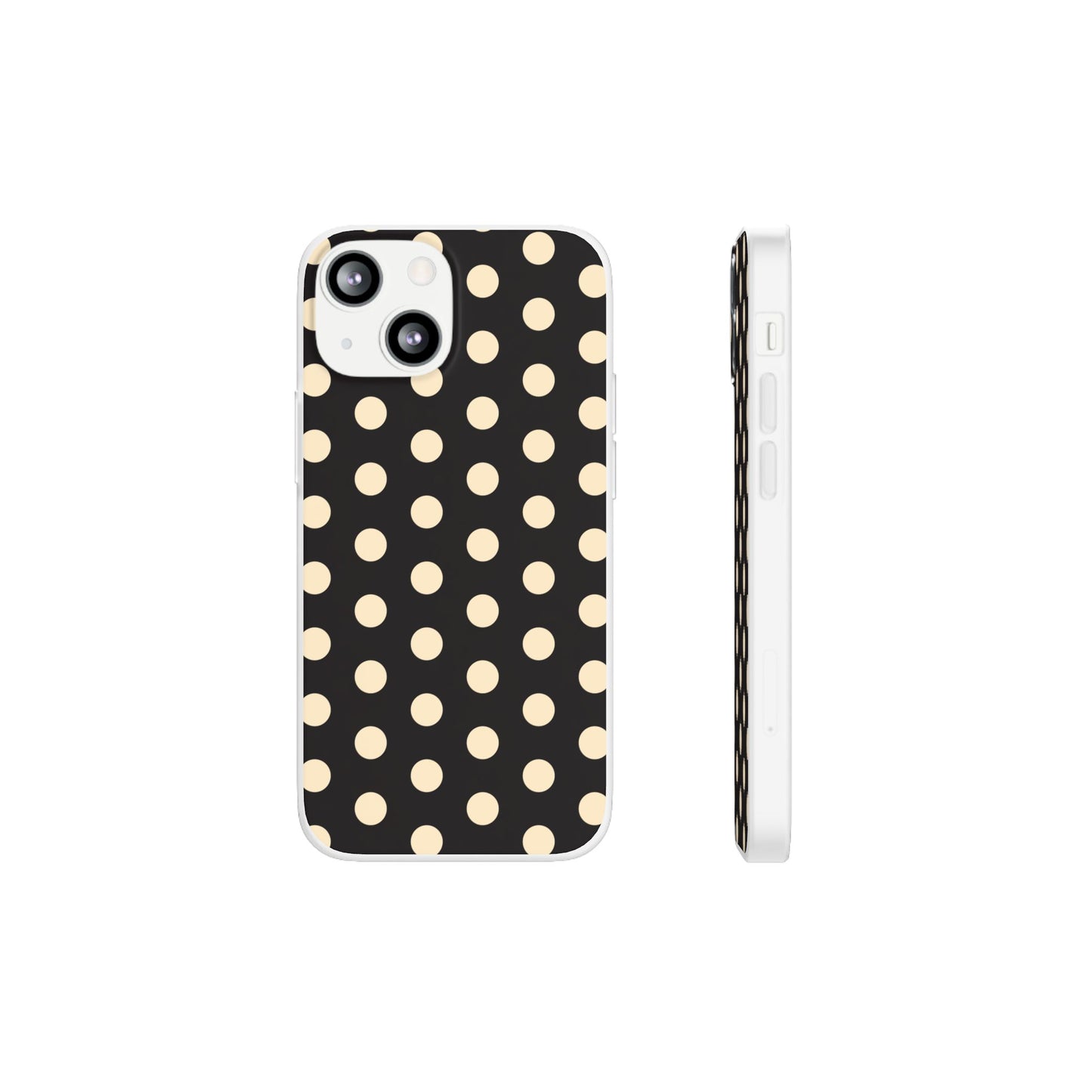 Black & Cream Retro Polka Dot Flexi Case for Apple iPhone, Samsung Galaxy.