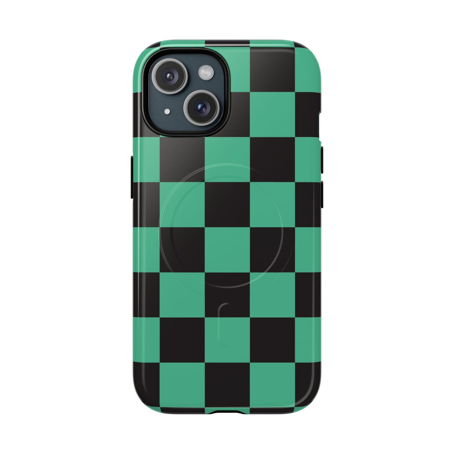 Tanjiro Magnetic Phone Case — Green and Black Chequered Tough Protective MagSafe Case