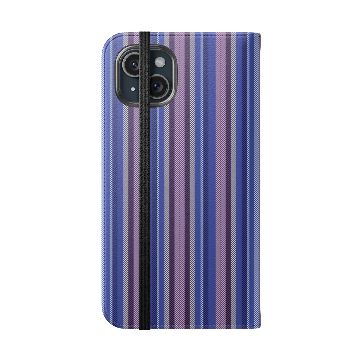 Striped Blue Flip Phone Case — Wallet Folio Phone Cover