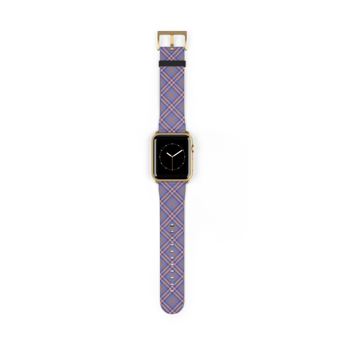 Plaid purple Apple Watch band with retro tartan pattern, stylish gift for her, faux leather strap, stainless steel buckle