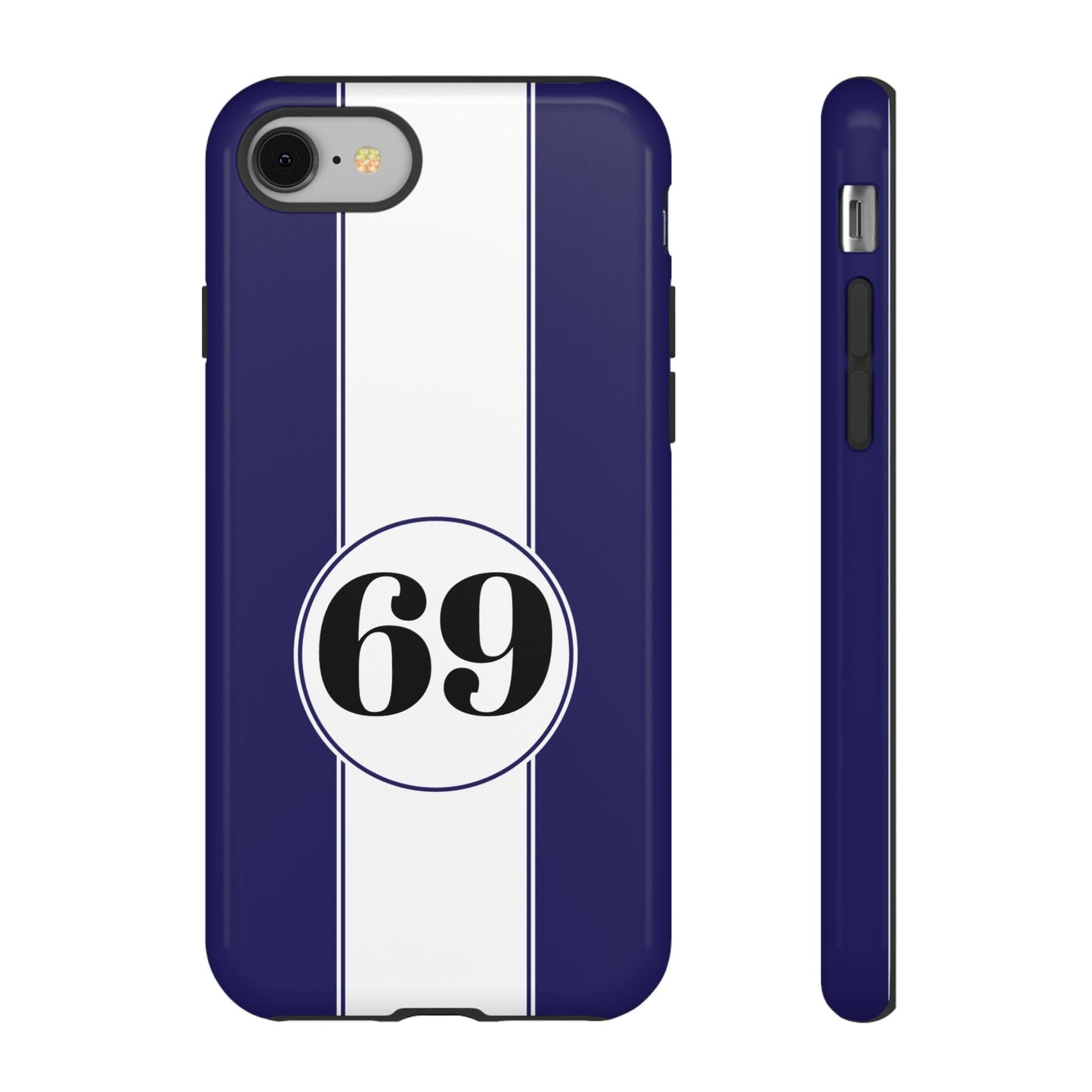 Custom Number Racing Stripe Tough Phone Case for Apple iPhone, Samsung Galaxy and Google Pixel.