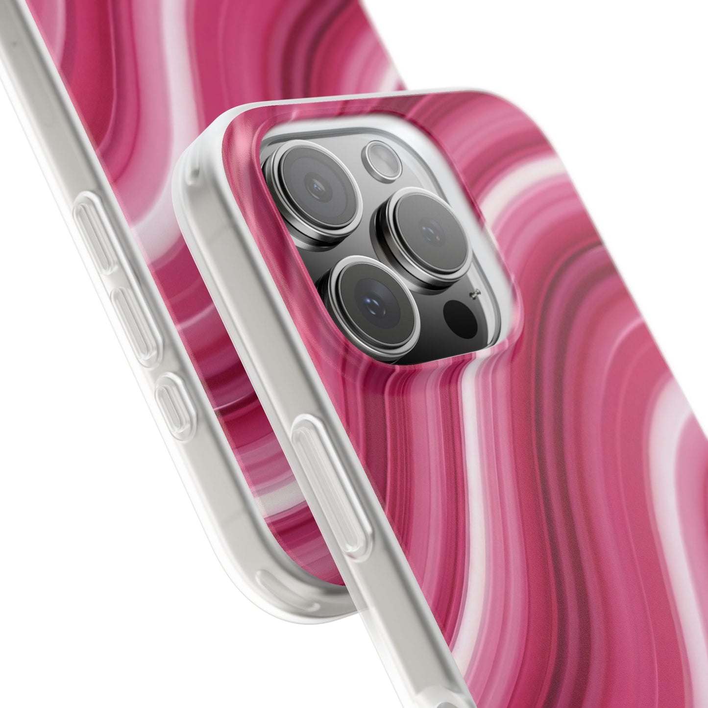 Pink Marble Wave Phone Case — Abstract Swirl Flexi Case for Apple iPhone, Samsung Galaxy.