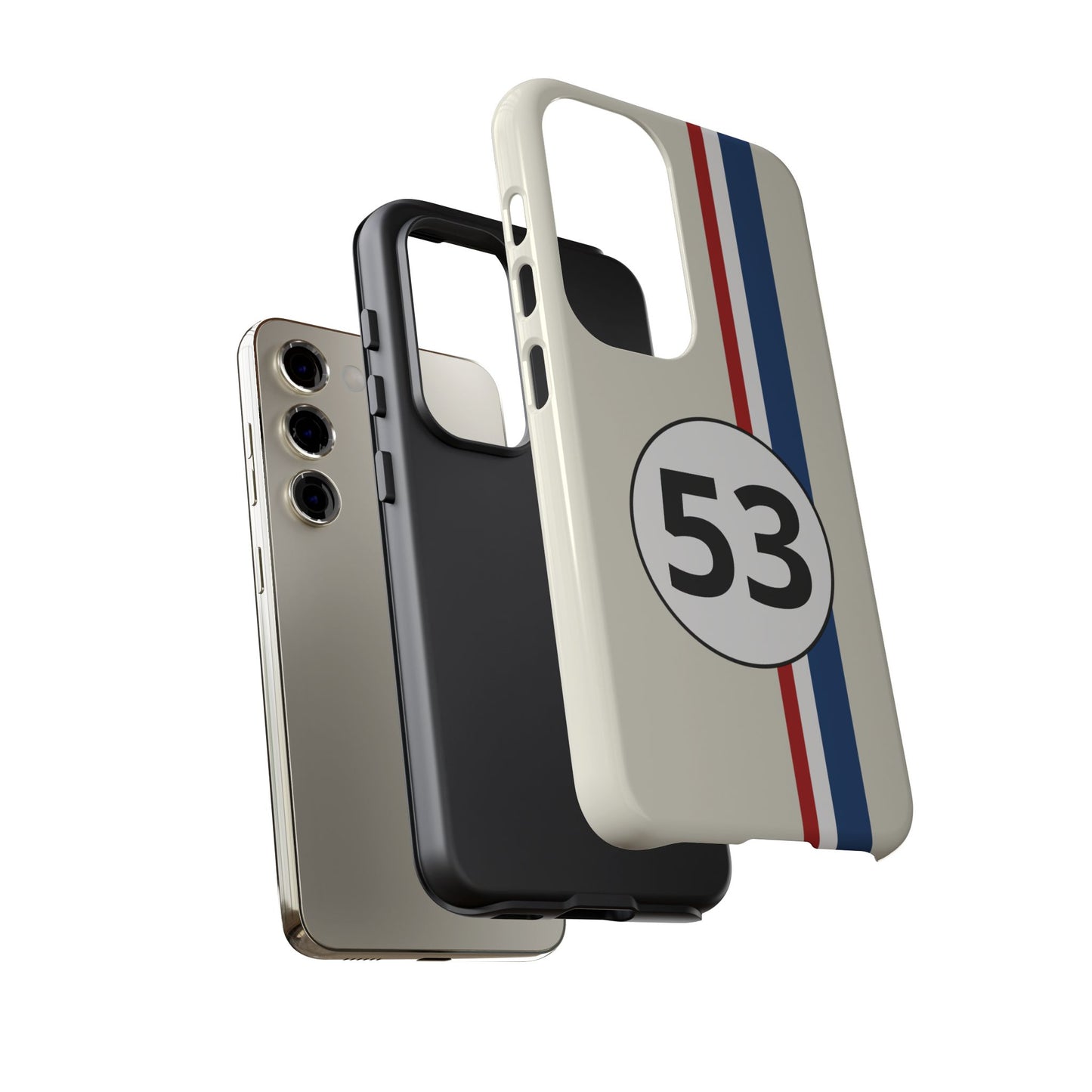 Racing Stripe Personalised Number Tough Phone Case for Apple iPhone, Samsung Galaxy and Google Pixel.