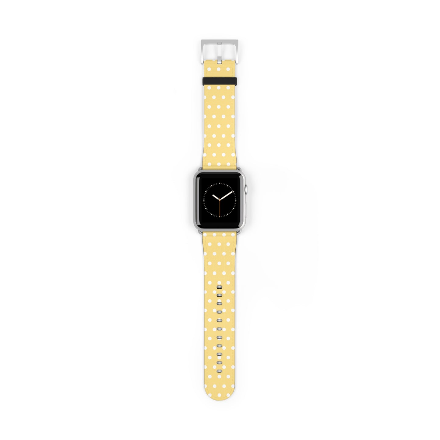 apple watch band in yellow polka dot pattern, cute floral retro strap, pastel women’s casual watch accessory