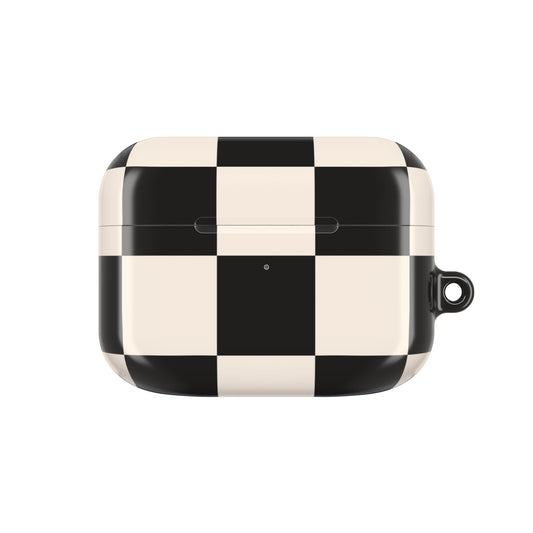 Ivory and Black Chequered AirPod Case — Protective Cover