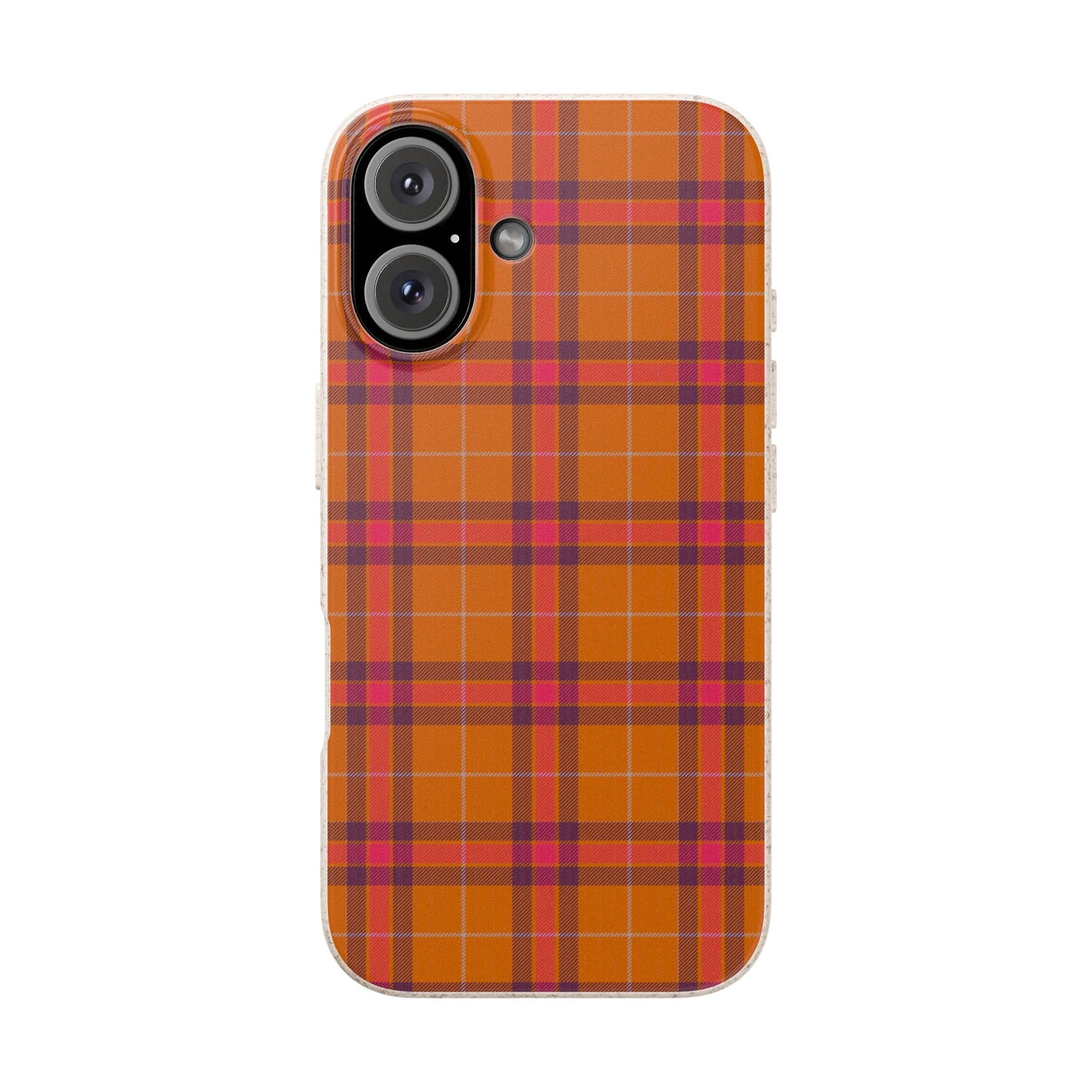 Biodegradable Autumn Orange Plaid Eco-Friendly Phone Cover for Apple iPhone and Samsung Galaxy.