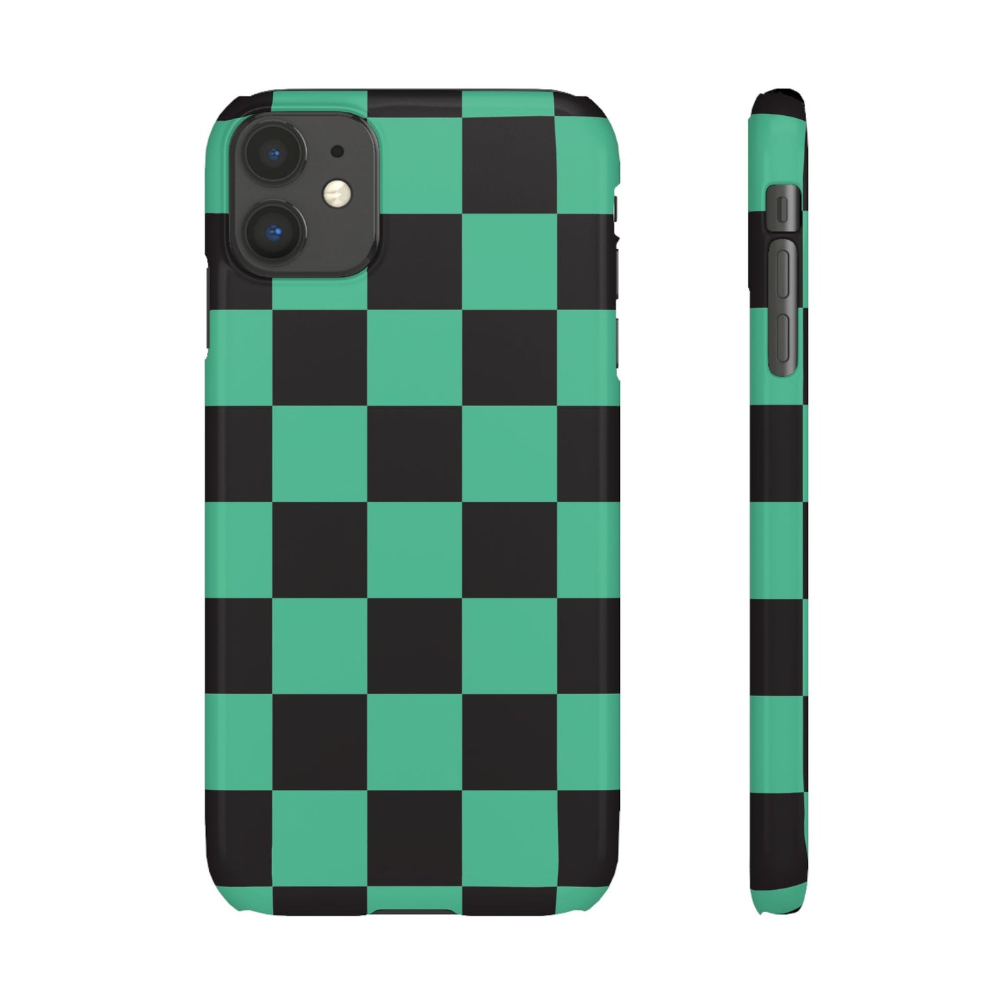Checkered Teal Snap Case — Black & Teal Phone Cover