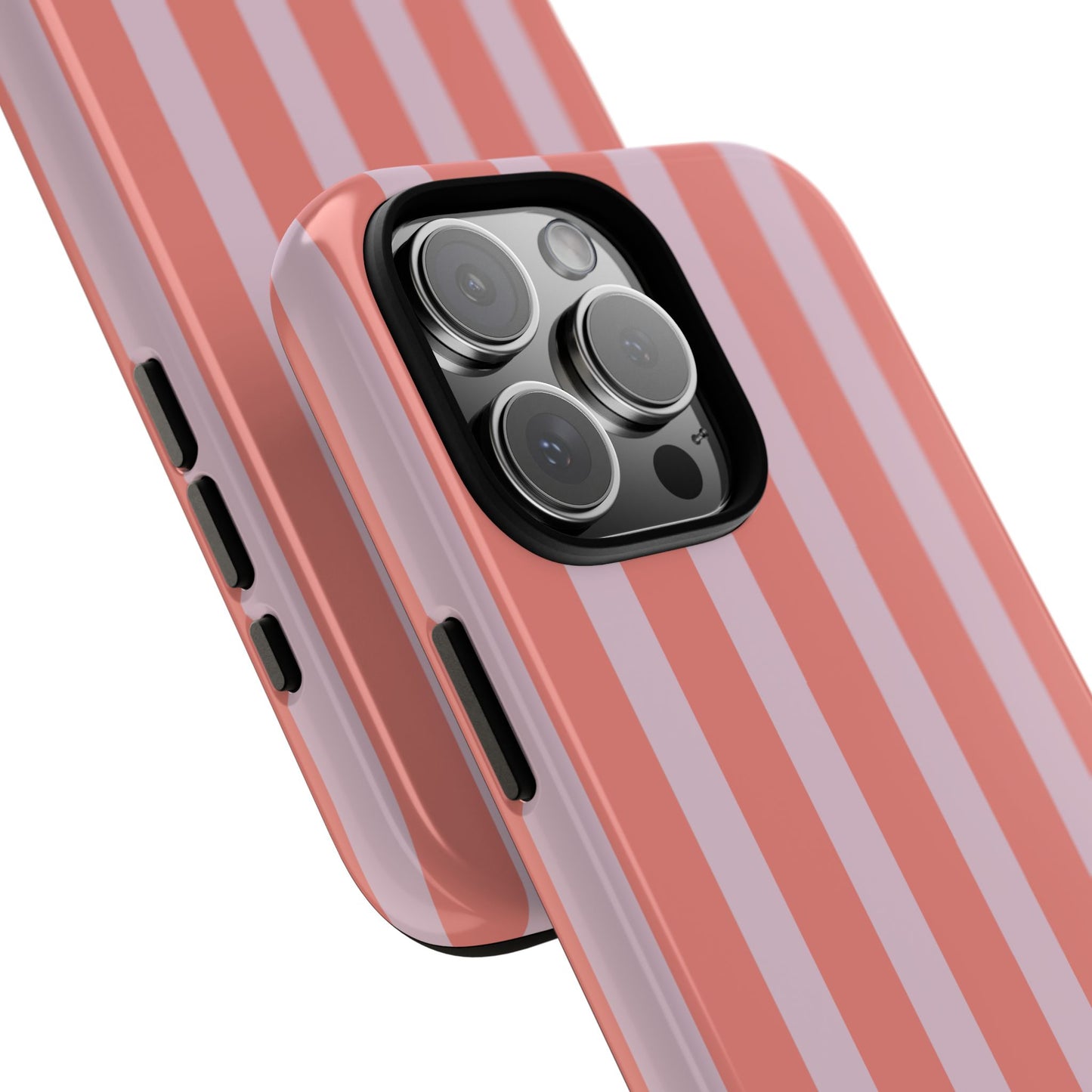 Pink Striped Tough Phone Case — Durable Protective Cover