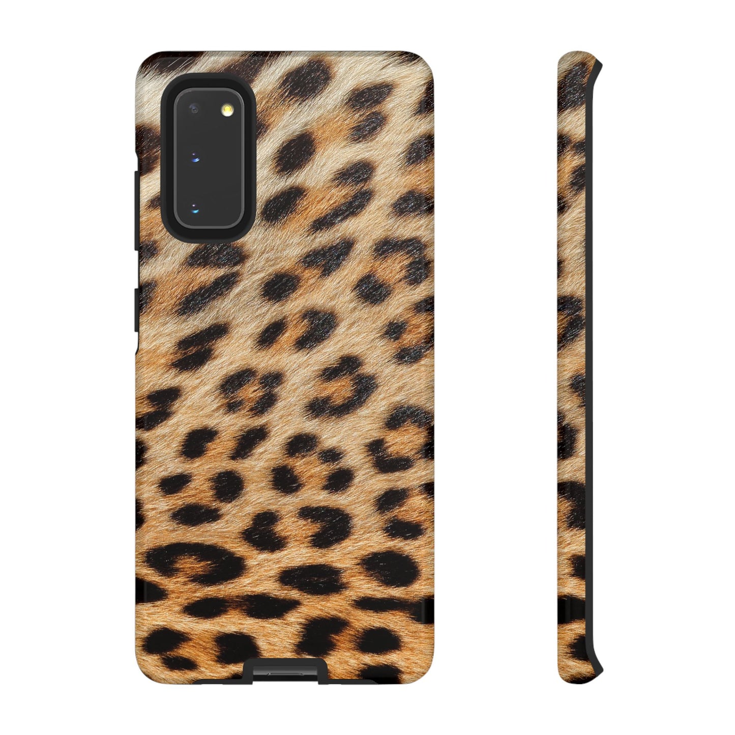 Leopard Print Tough Phone Case — Durable Protective Case with Wild Animal Fur Design