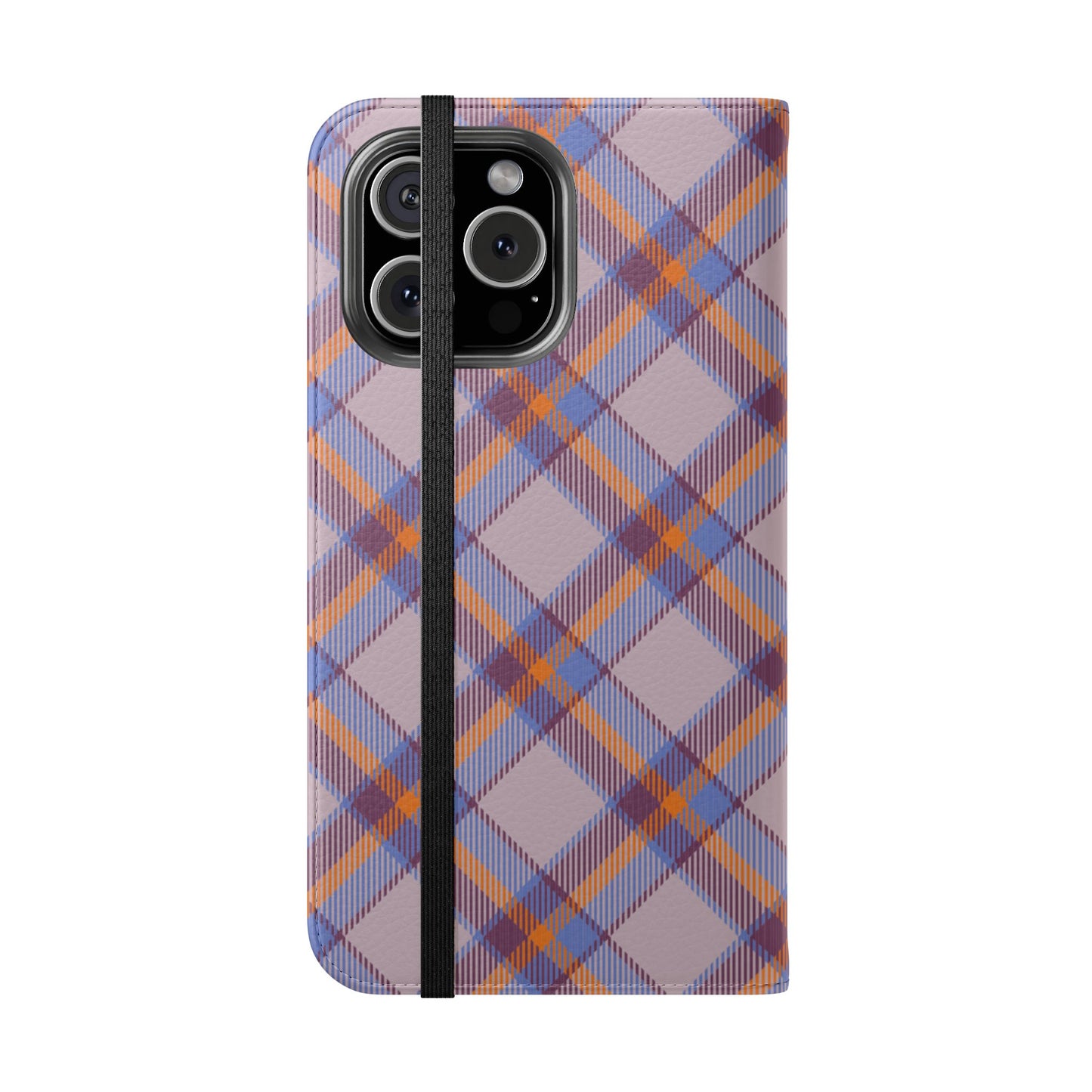 Tartan Flip Phone Case — purple & Orange Plaid Wallet Cover