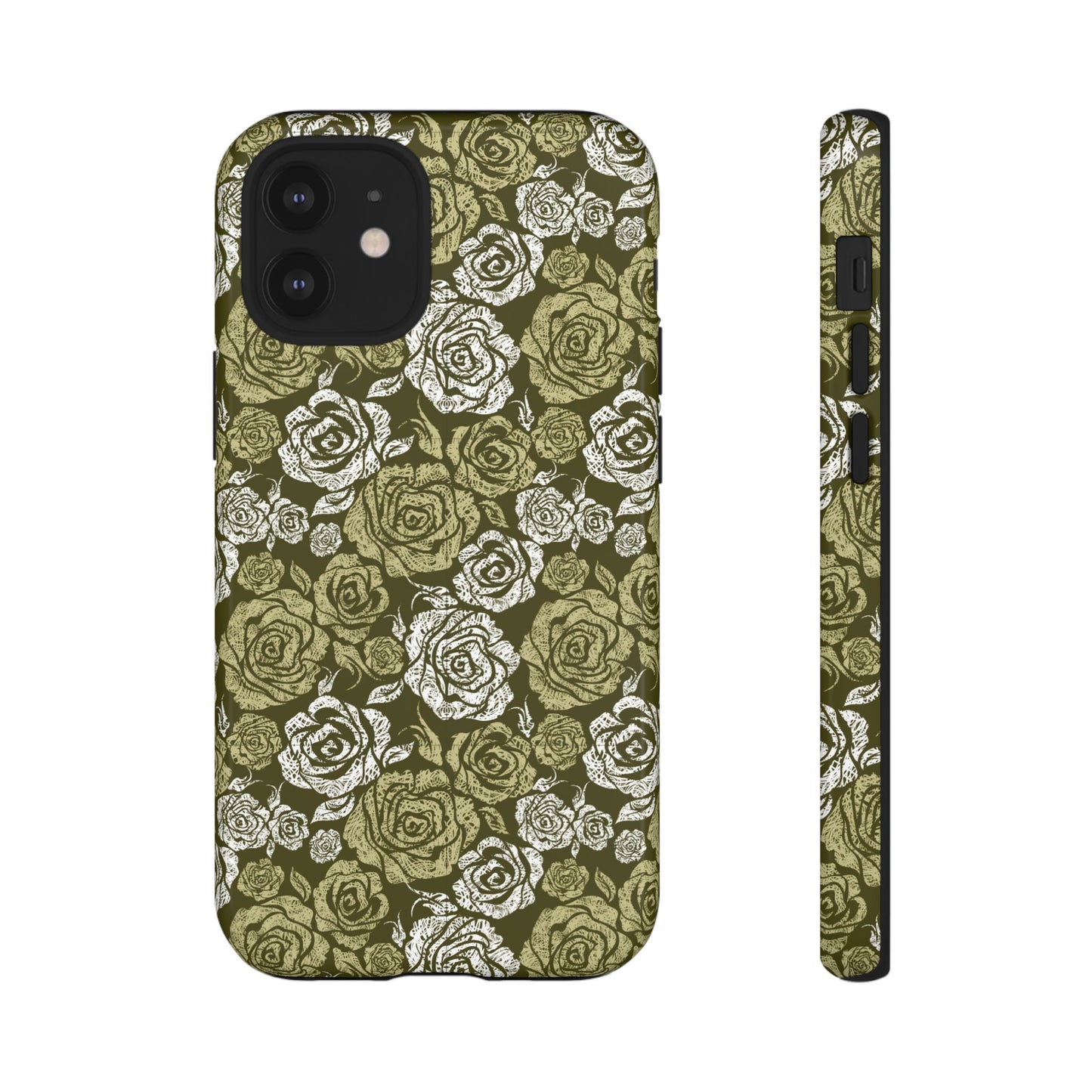 Floral Olive Rose Pattern Tough Phone Case